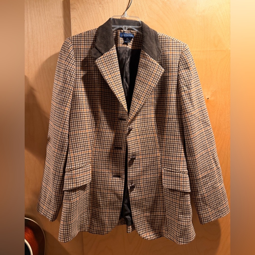 Ann Taylor Brown and Black Checkered Blazer